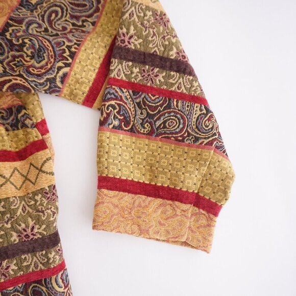 Alfred Dunner Yellow Maroon Paisley Striped Tapestry Button Up Jacket 20W - Picture 11 of 11